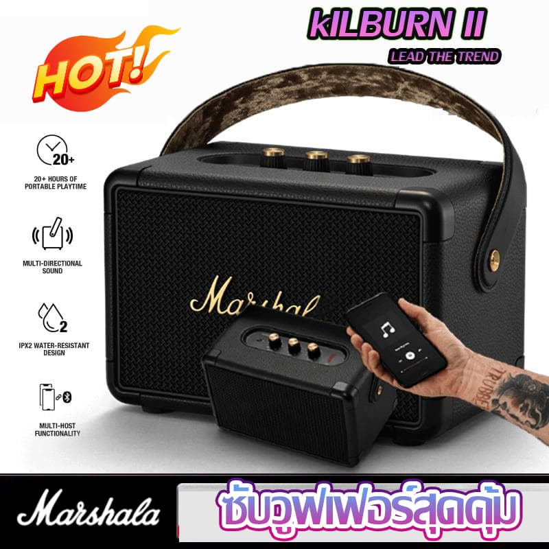 ขายดี marshallM10 ลำโพงพกพา IPX5 กันน้ำ อายุการใช้งานแบตเตอรี่ 20 ชั่วโมง Bluetooth 5.0 Bluetooth Cycling Walkman