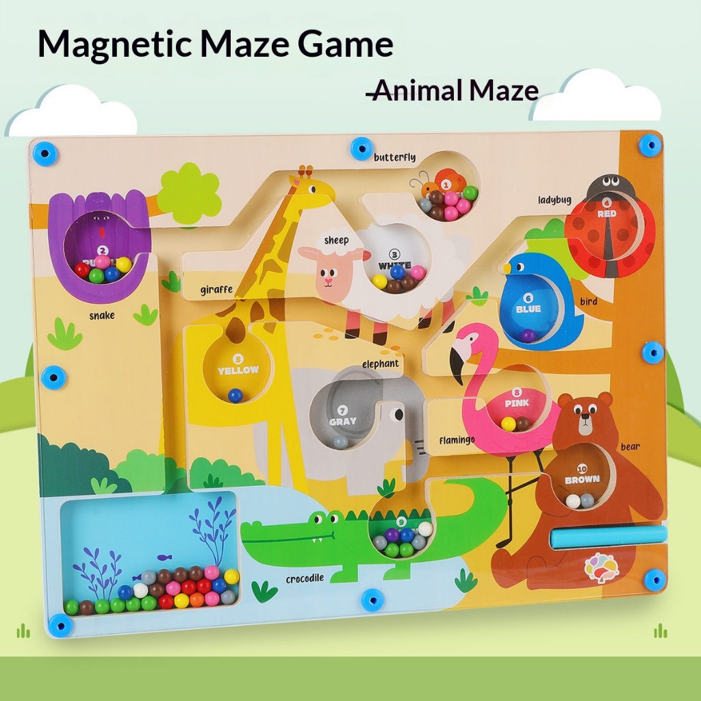 KiKi เขาวงกตแม่เหล็ก ของเล่นไม้ เสริมการพัฒนาการเด็ก สามารถช่วยให้เด็กเรียนรู้ที่จะแยกแยะสี - รูปที่ 6