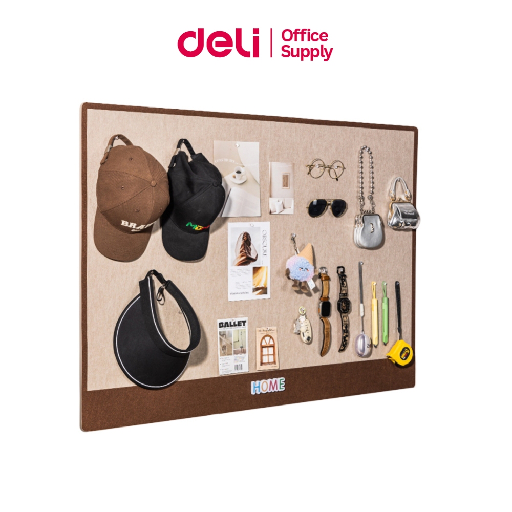 Deli กระดานปักหมุด 30x40 / 40x60 / 60x80 / 80x120 กระดานสักหลาด ตกแต่งห้อง หนาทนทาน Felt Board