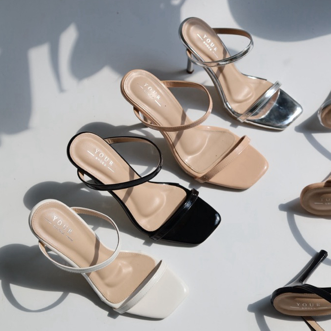 YOURSHOES B70 / รองเท้าส้นสูง 4 นิ้ว รองเท้าส้นเข็มหนังเงา รองเท้าผู้หญิง