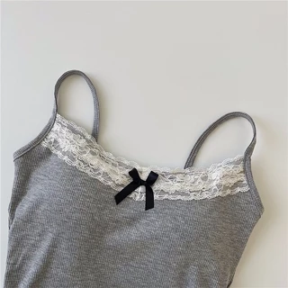 ฤดูร้อนเลดี้ Halter เสื้อกั๊กสไตล์เกาหลีอารมณ์สบาย ๆ บางพอดีผ้าฝ้ายสั้นด้านบนกับแผ่นหน้าอก