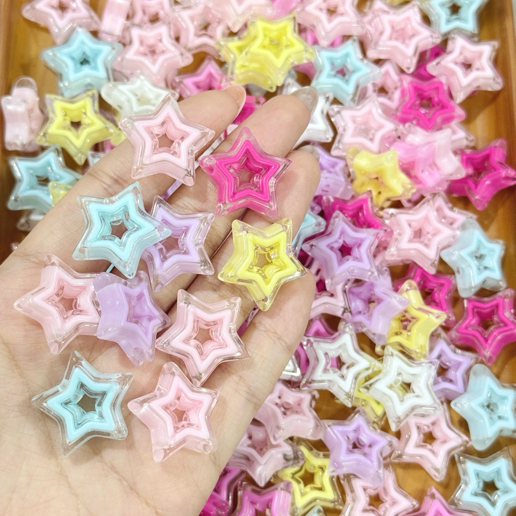 (พร้อมส่งจากไทย) ลูกปัดดาวคริสตัล ( 5ชิ้น ) ลูกปัดดาว ลูกปัดของตกแต่ง โทนสีใส คละสี แยกสี