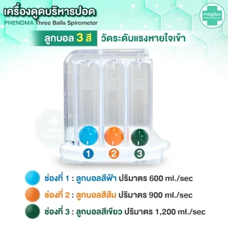 [อย.ไทย ระวังของไม่ได้มาตรฐาน] เครื่องบริหารปอด PHENOMA Triflow Incentive Spirometer 3-Ball ออกกำลังปอด ก่อนหลังผ่าตัด