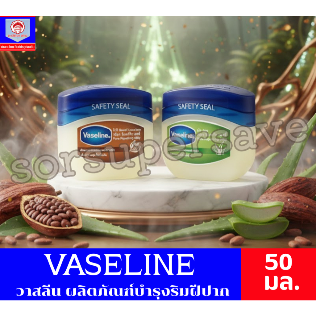 Vaseline วาสลีน เจลลี่ ผลิตภัณฑ์บำรุงริมฝีปากและผิวกาย ขนาด 50 มล.