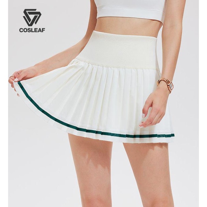 Cosleaf กระโปรงออกกำลังกายเอวสูงเก็บหุ่นผ้านิ่มสบายซับในมีกระเป๋าเรียบสบายตาเข้าได้กับทุกลุคพร้อมส่งจากไทย