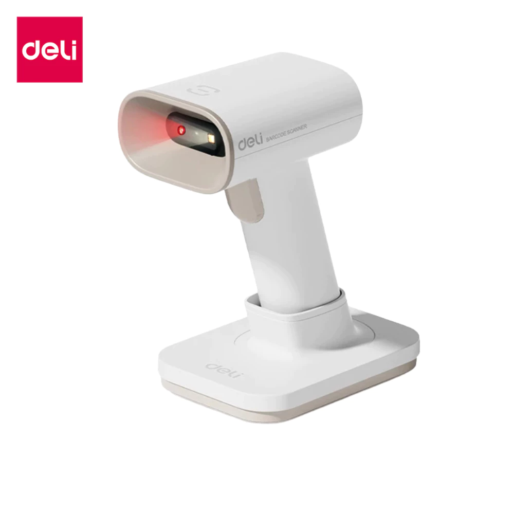 Deli เครื่องสแกนบาร์โค้ด สแกนQRcode บาร์โค้ด เชื่อมต่อBluetooth ความจุแบตเตอร์รี่สูง Barcode Scanner