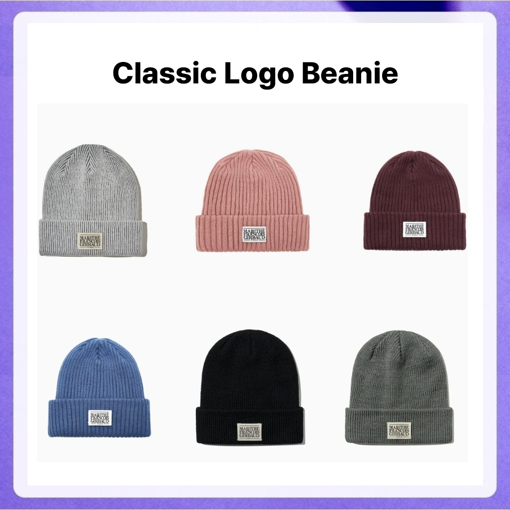 Marithe Francois Girbaud Classic Logo Beanie (Black, Gray) / Nep Beanie (Light Brown)
