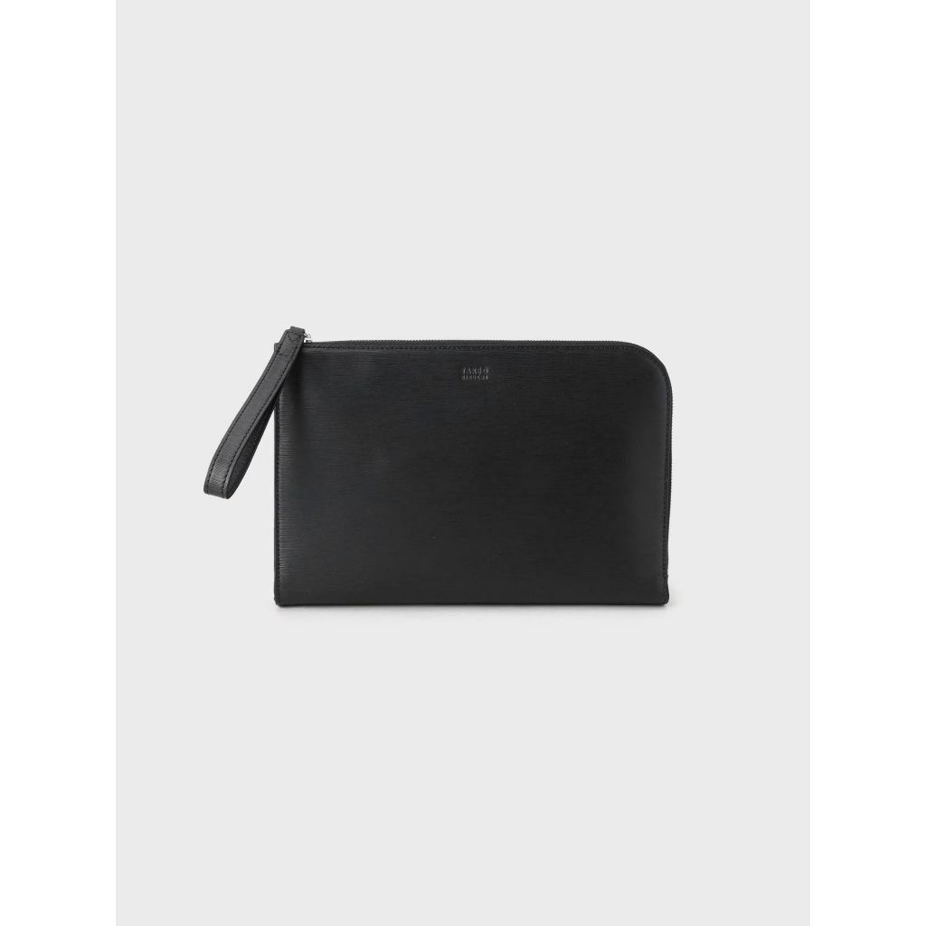 TAKEO KIKUCHI กระเป๋าคลัชท์ WIDE OPEN LEATHER CLUTCH BAG