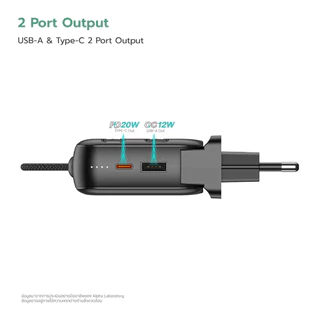 ACMIC (มี CCC) รุ่น APC10-08PD Powerbank 10000mAh 3in1 ชาร์จเร็ว PD20W มีสายชาร์จและขาปลั๊กในตัว