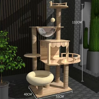 คอนโดแมว คอนโดแมวไม้ บ้านแมว 200CM เหมาะสำหรับเลี้ยงน้องแมว 4-6ตัว เสาลับเล็บ ขนาดใหญ่ สูง170CM