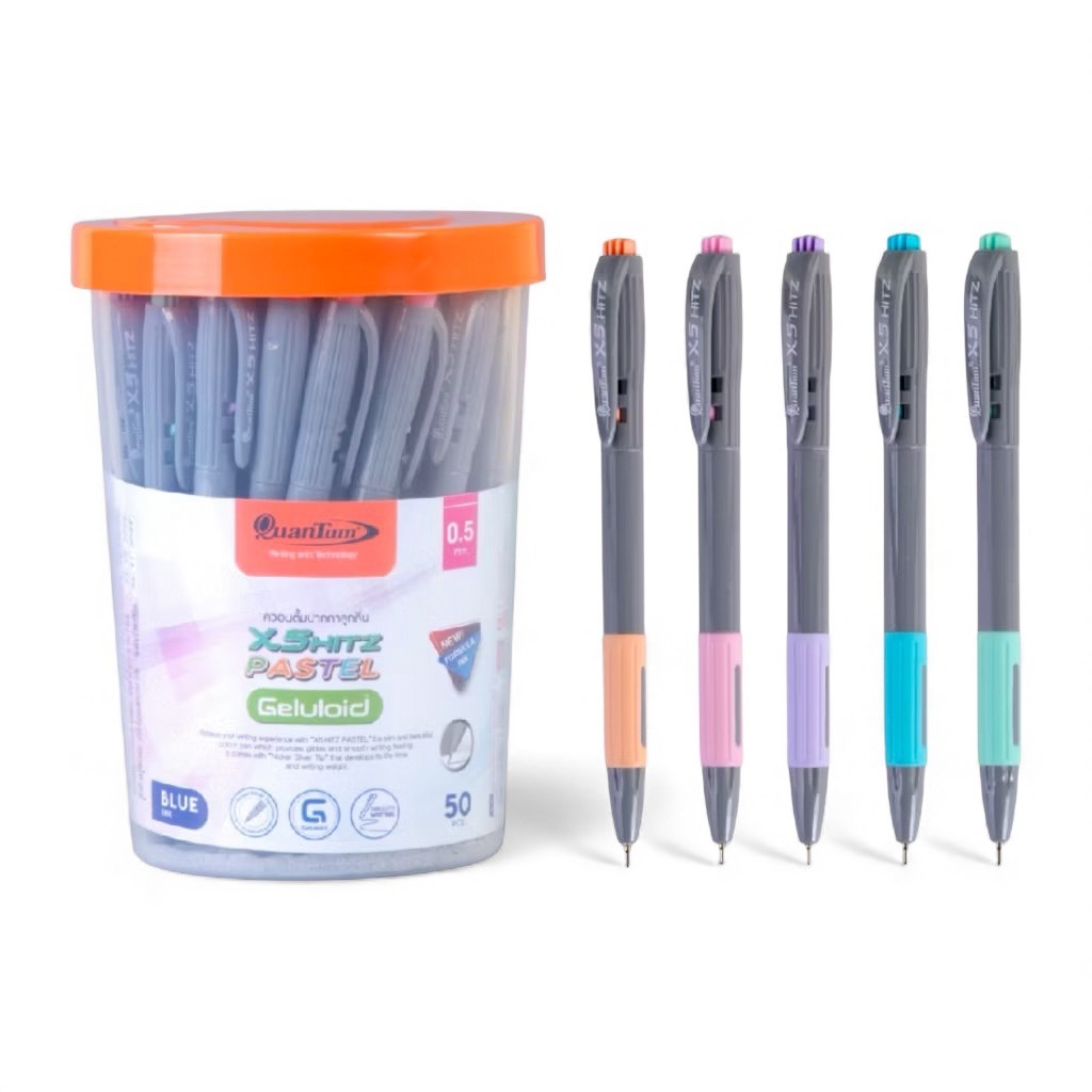 Quantum ปากกาลูกลื่น เจลลูลอยด์ X5 Hitz PASTEL สีน้ำเงิน 0.5 ( 1x50 )