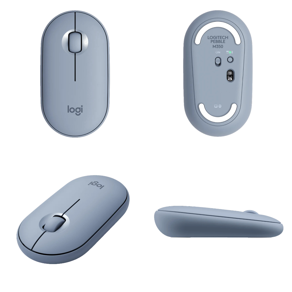 Logitech Pebble M350 White Mouse blue gray