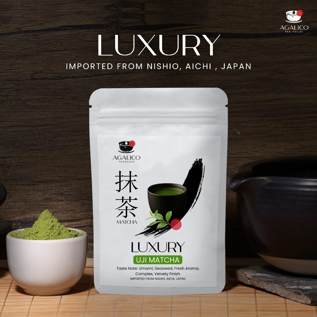 Agalico ผงมัทฉะแท้ 100% Luxury Grade จาก Nishio ญี่ปุ่น อูมามิ นุ่ม เนียนละเอียด ชงเพียวหรือลาเต้