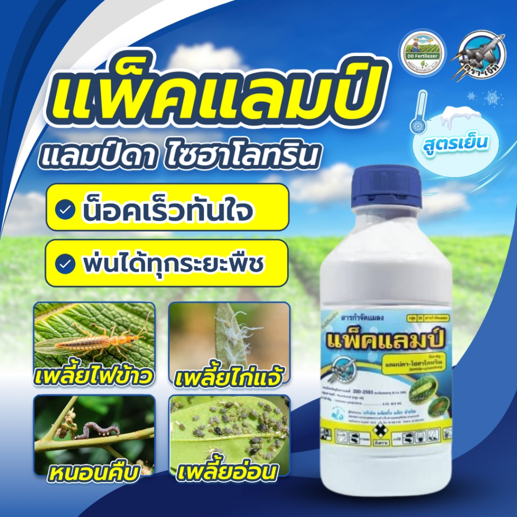แพ็คแลมป์ 1 ลิตร #แลมบ์ดาไซฮาโลทริน 2.5% กำจัดแมลงได้กว้างเพลี้ยและหนอนชนิดปากกัดดูด #ร้านปุ๋ยดีเด่น