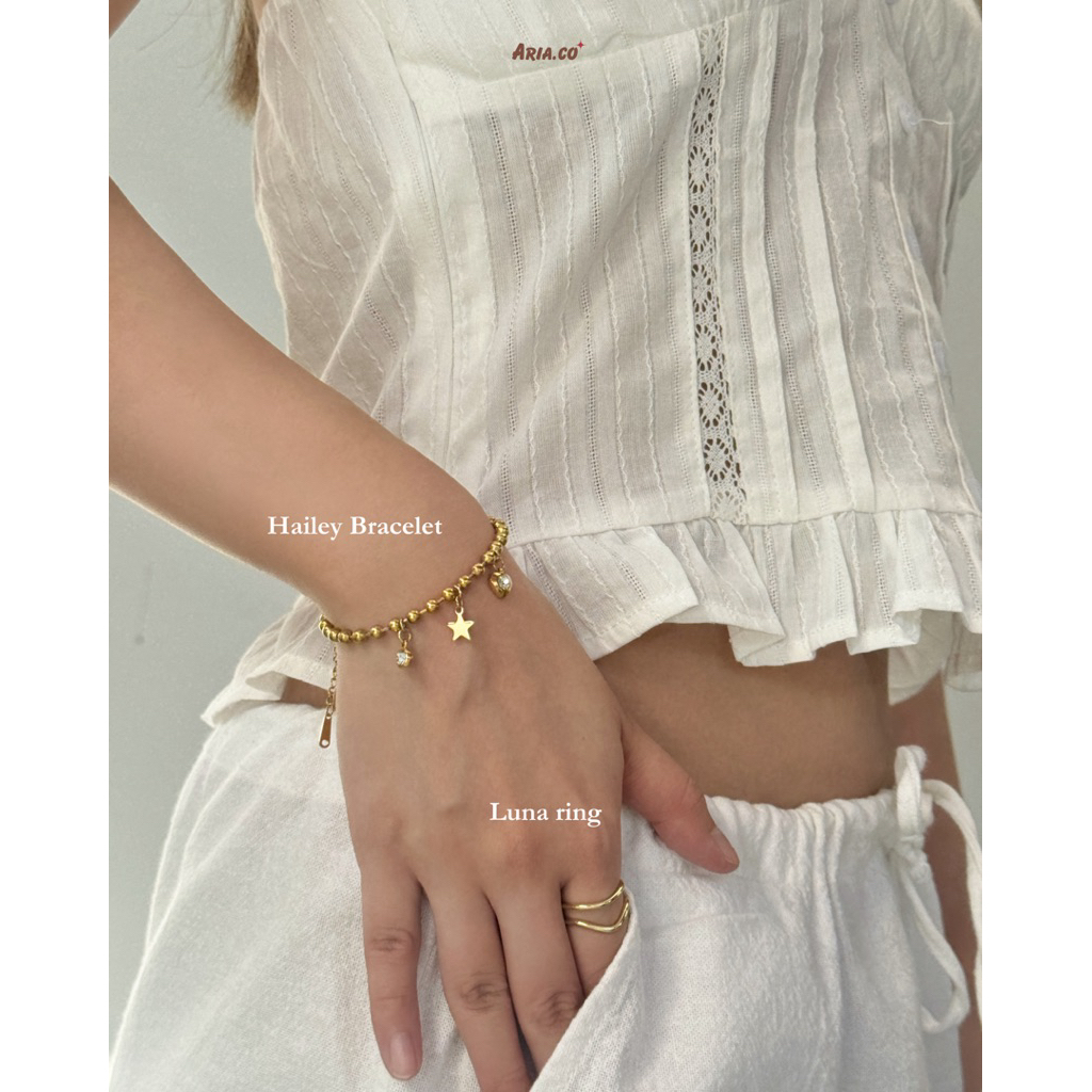 Hailey Bracelet - Stainless Steel (Silver/Gold) ไม่ลอกไม่ดำ ปรับขนาดได้-Aria.co