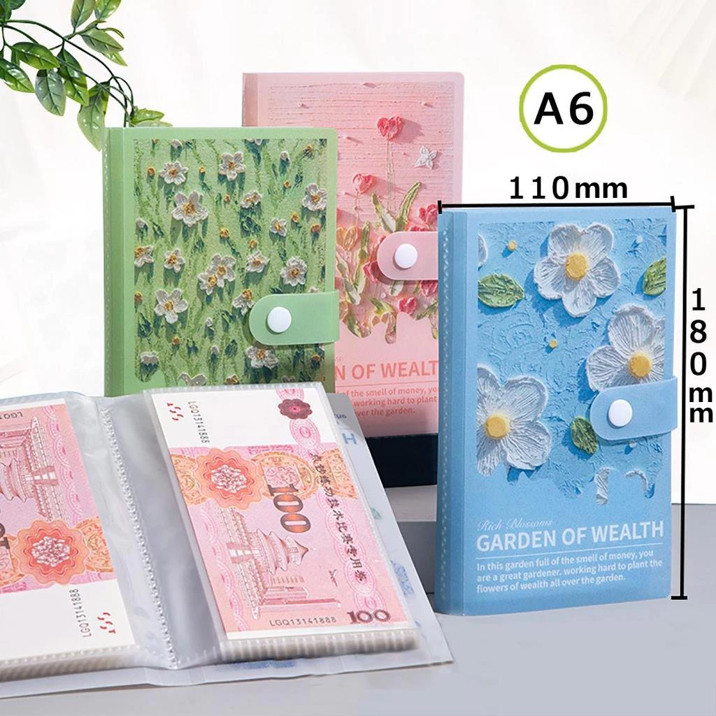 สมุดออมเงิน 100ซอง ซองความท้าทายประหยัดเงิน, กันน้ํา Mini Binder Saving Challenge, สมุดออมเงินพกพา พรินต์ลายดอกไม้