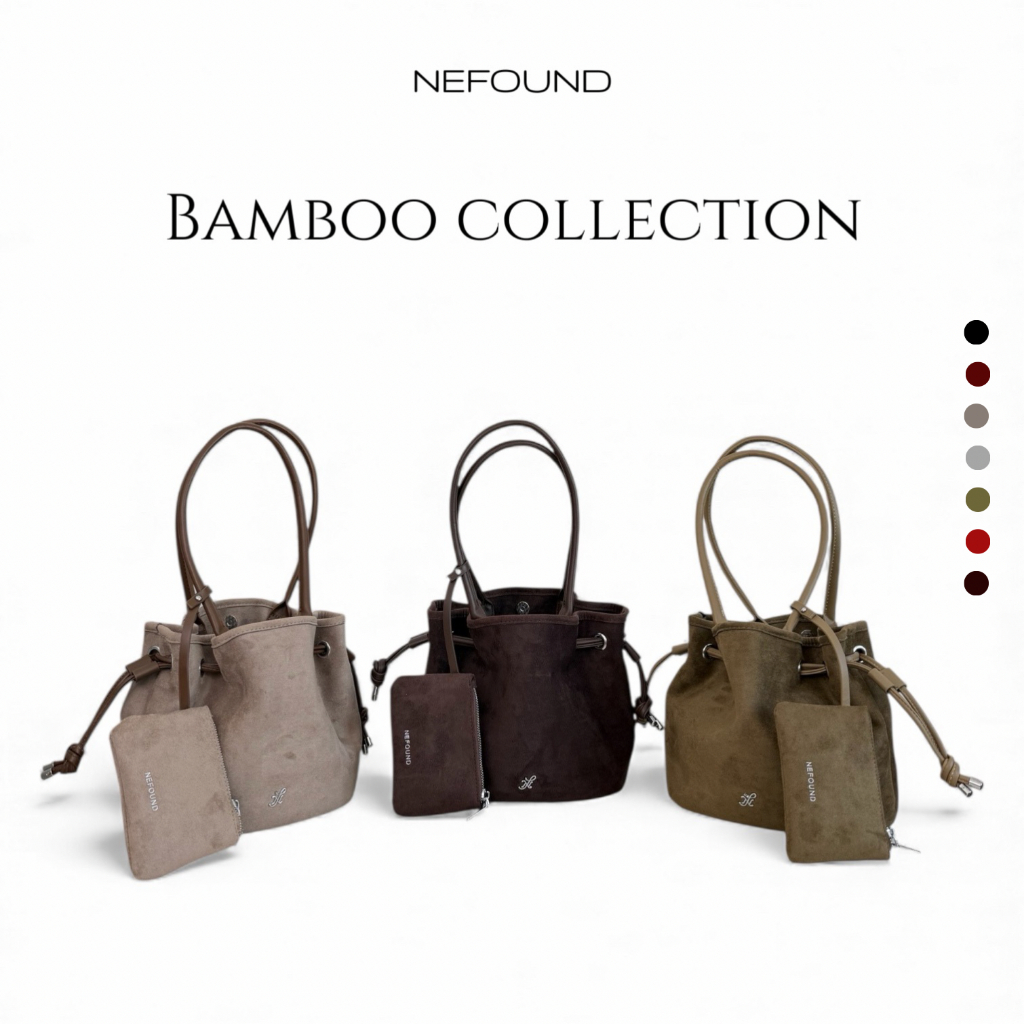NF25020 NEFOUND กระเป๋าจีบรุ่น Bamboo พร้อมกระเป๋าใบเล็ก