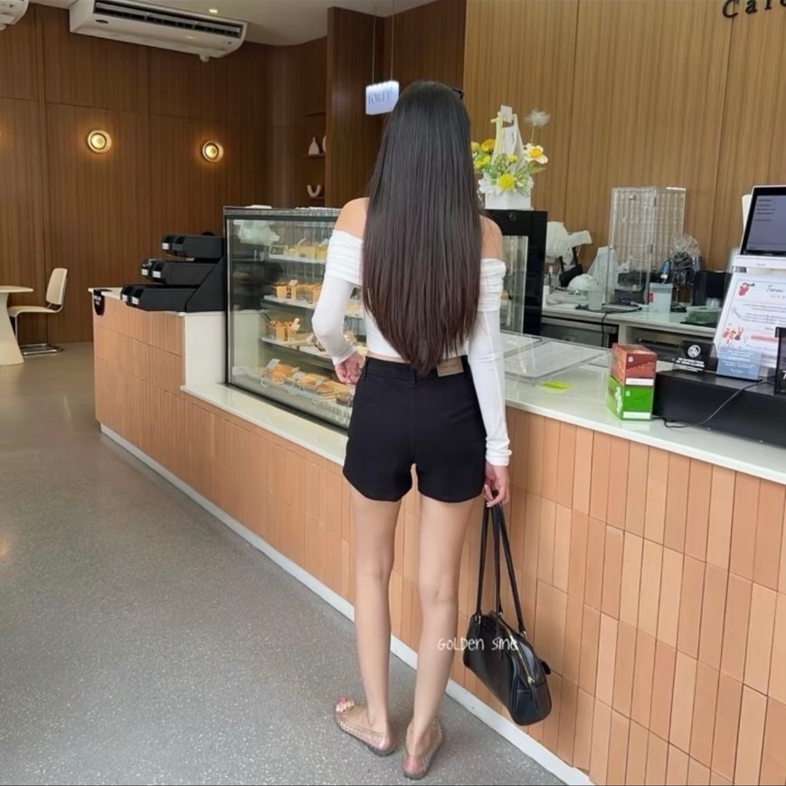 Acasey กางเกงยีนส์ผู้หญิง ขาสั้น ผ้ายืด Rebel Short แต่งเข็มขัด ผ้านิ่มไม่แข็ง ไซส์ S – XL ราคา ถูกที่สุด ดีลบีเคเค แกลเลอรีภาพที่ 8