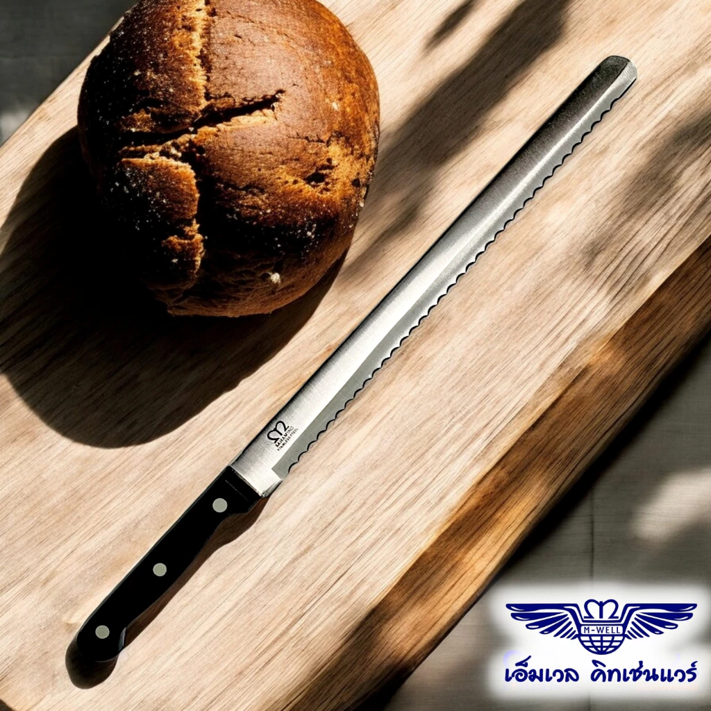 M Well Kitchenware มีดหั่นขนมปังสเตนเลสสตีล ด้ามเบกาไลท์ ขนาดใบมีด 11นิ้ว KC717