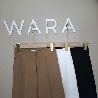 [ M26 ] WARA กางเกงขากระบอก เอวสม็อคหลัง กระดุมหน้า ผ้าไมโคร ทรงสวย