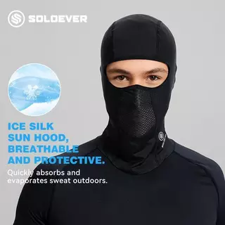 SOLOEVER หน้ากากเต็มหน้าขี่จักรยาน ผ้าบัลาคลาวาตาข่าย–ระบายอากาศได้ดี ป้องกันแสงแดด กันลมและกันฝุ่น