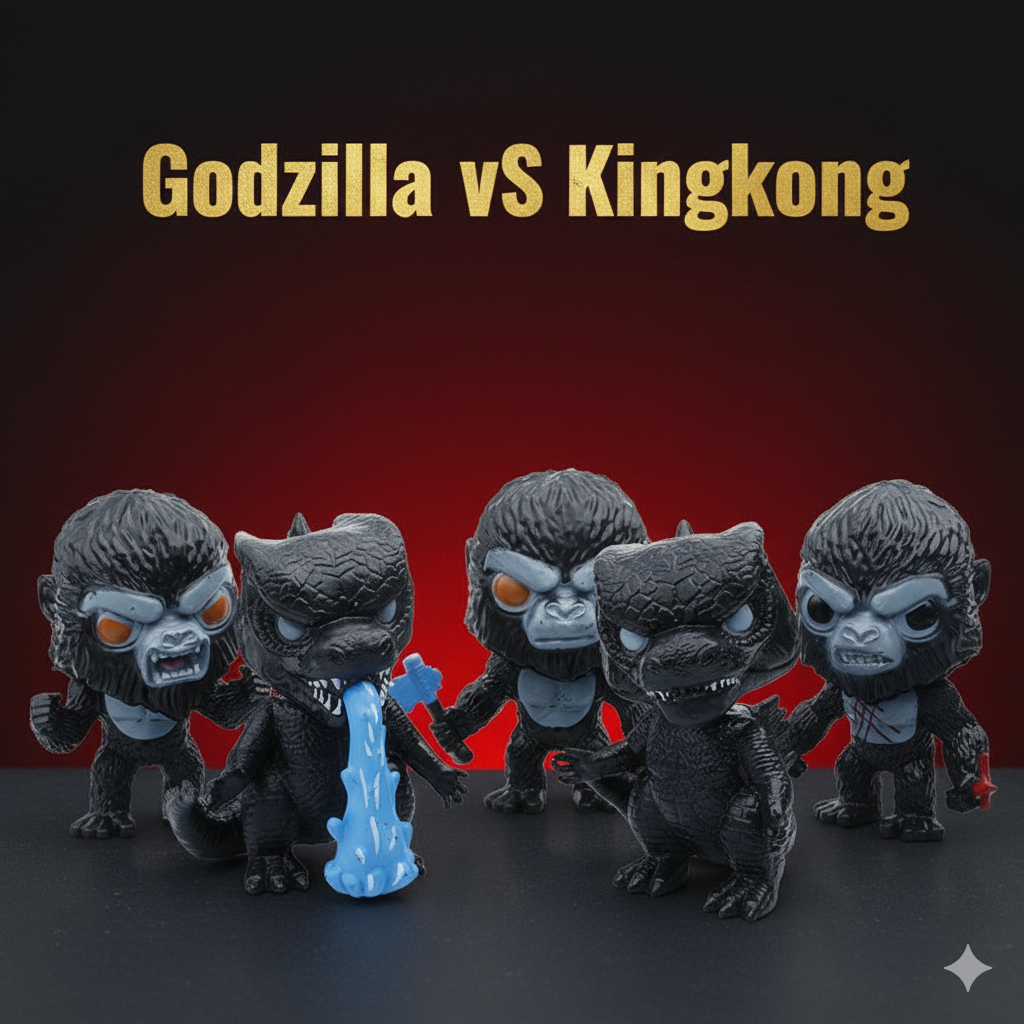 โมเดลก็อตซิลล่า Vs คิงคอง หัวป๊อบ ยกเซ็ท 5 ตัว Godzilla Kingkong
