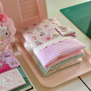 Book Cover ปกหนังสือผ้า ขนาด B6, A5 ลายทูโทน แต่งลูกไม้ | Jolie Aimer