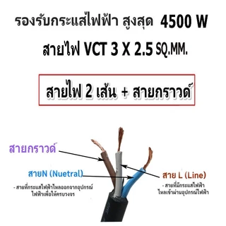 สายไฟ VCT 3X2.5 SQ.MM.มี100เมตร/ม้วน และ 50เมตรให้เลือก สายทองแดง สายอ่อน เหมาะกับงานเดินสายไฟภายนอก