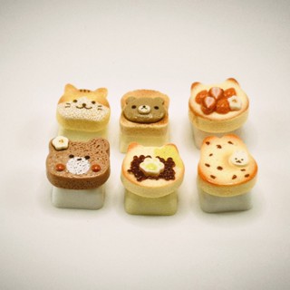 พร้อมส่ง • คีย์แคป MOA 1u ลายขนมปัง–คุกกี้น้องแมว/น้องหมี เร…