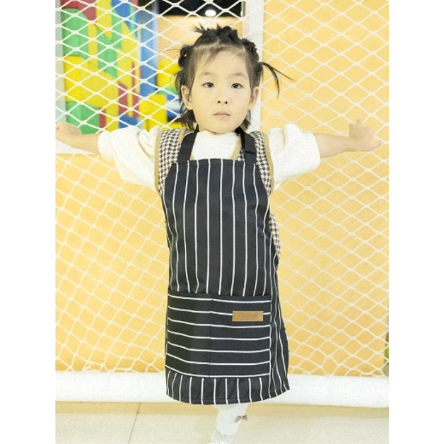 (สำหรับเด็ก) ผ้ากันเปื้อนเด็กลายทาง ผ้าฝ้ายโพลีเอสเตอร์ คุณภาพดี สำหรับทำอาหาร ห้องครัว ร้านอาหาร ร้านกาแฟ