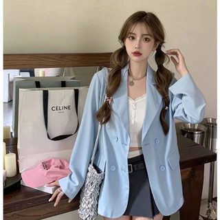 SUIT-35🍕สูทผู้หญิงทรงหลวม เสื้อเบลเซอร์แฟชั่น ใส่ทำงาน สไตล์เกาหลี กระดุม 4เม็ด ใส่คลุม สำหรับผู้หญิง ผ้านิ่ม ใส่สบาย 🍕