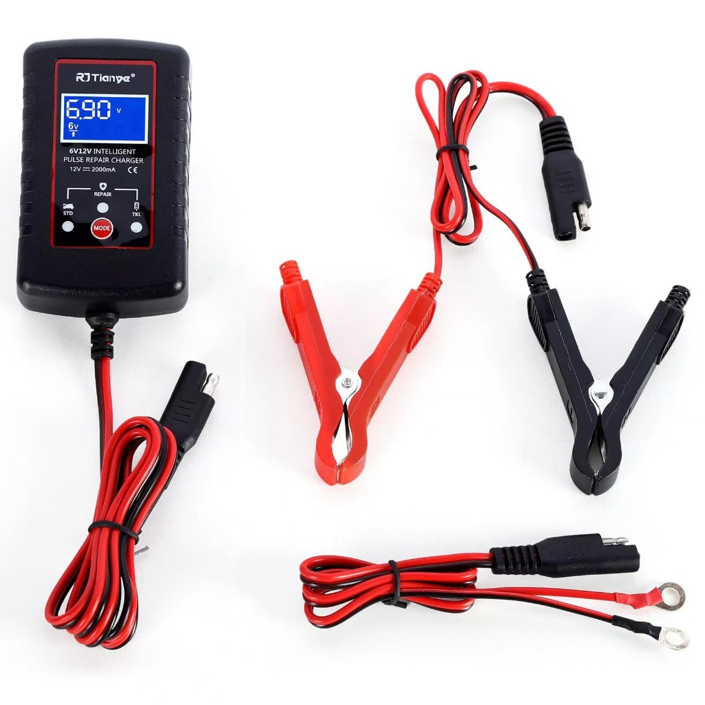 เครื่องชาร์จและบำรุงรักษาแบตเตอรี่ 6V/12V แบบอัตโนมัติอัจฉริยะ เหมาะสำหรับรถยนต์ เรือ รถจักรยานยนต์ และเครื่องตัดหญ้า