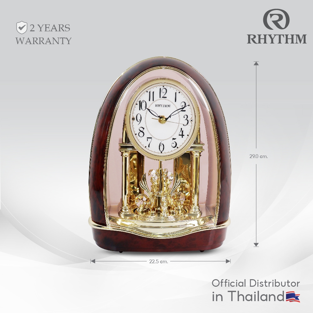 RHYTHM นาฬิกาตั้งโต๊ะ ลายไม้ 16 เมโลดี้ เซ็นเซอร์วัดแสง 29 CM-4RH796WU23