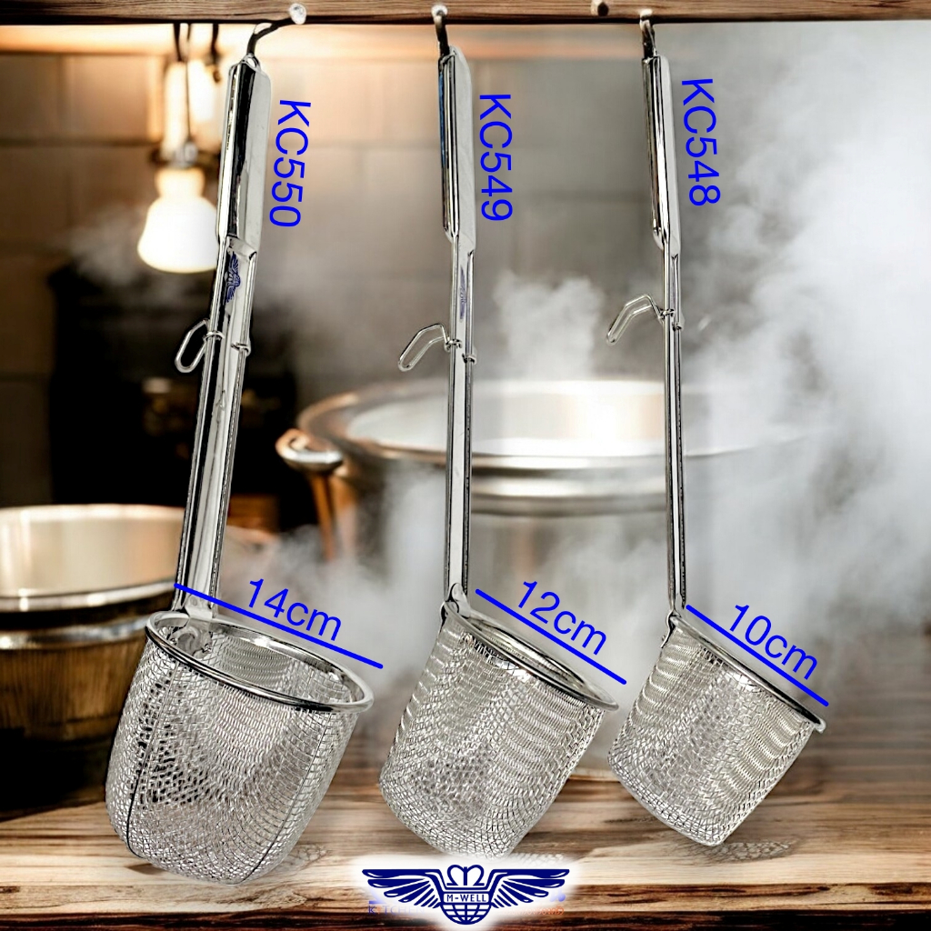 M Well Kitchenware ตะกร้อลวกเส้น ที่ลวกก๊วยเตี๊ยว สเตนเลสสตีล มี3ขนาดให้เลือก 10cm, 12cm, 14cm