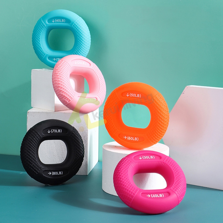 Korix เครื่องบริหารมือ ออกกำลังกายมือ Hand Grip Rings ยางยืดบริหารมือ 20-80 LB ซิลิโคนบีบมือ - รูปที่ 7