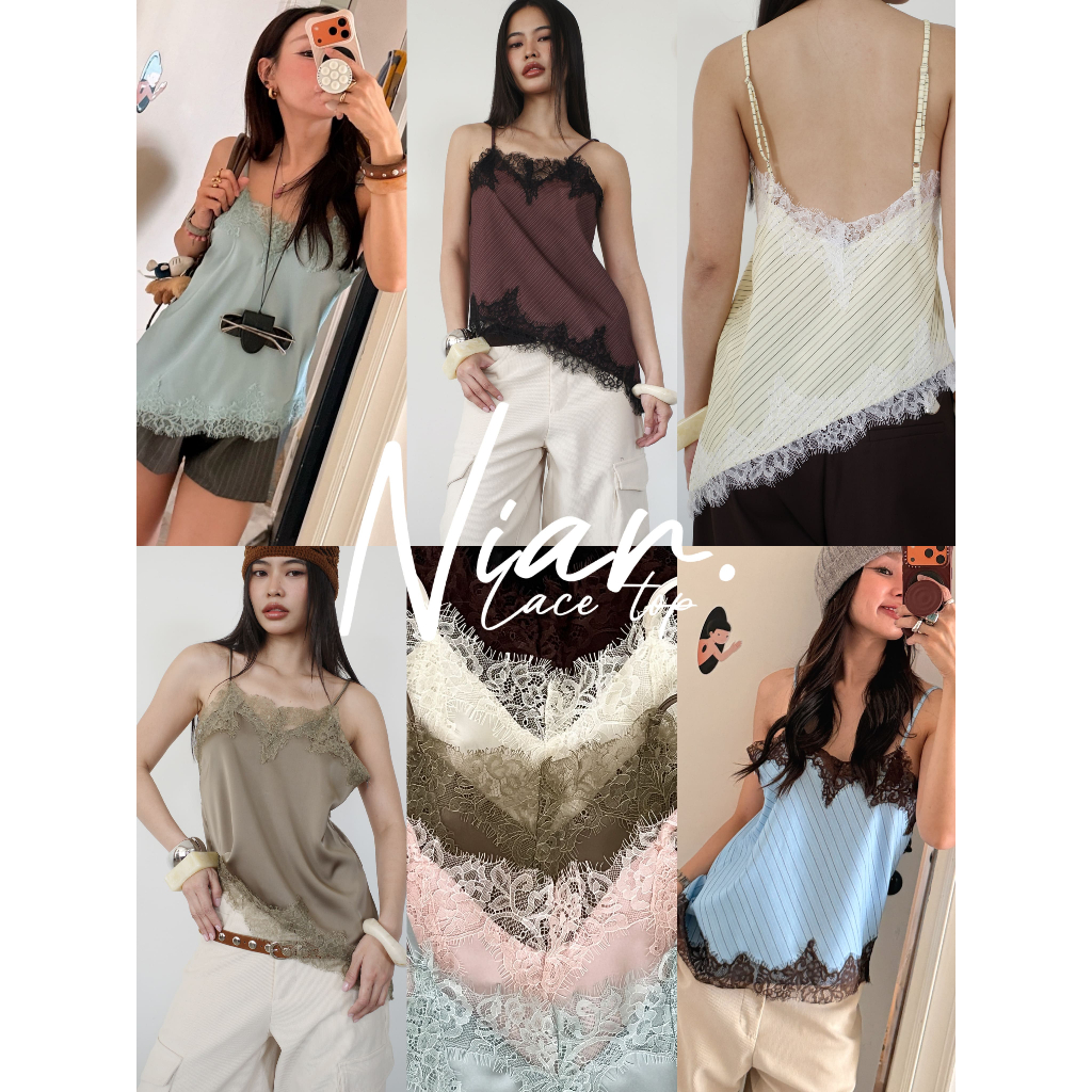 LOONNYSTORE - NIAR  LACE  CAMI  - เสื้อสายเดี่ยวลูกไม้