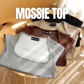 MOSSI TOP (เฉพาะเสื้อ) พร้อมส่ง เสื้อเเขนกุดเนื้อผ้านุ่ม หุ่นเข้ารูป ใส่แล้วดูแพงขึ้นจริง สีสวยทุกสี ผ้านิ่ม ใส่สบาย