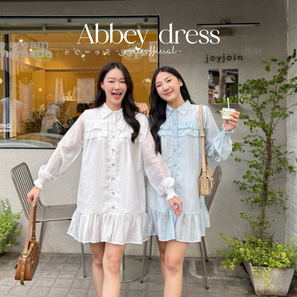 Cronie - Abbey dress เดรสสั้นแขนยาว ชายระบาย กระดุมหน้าใช้งานได้จริงทุกเม็ด