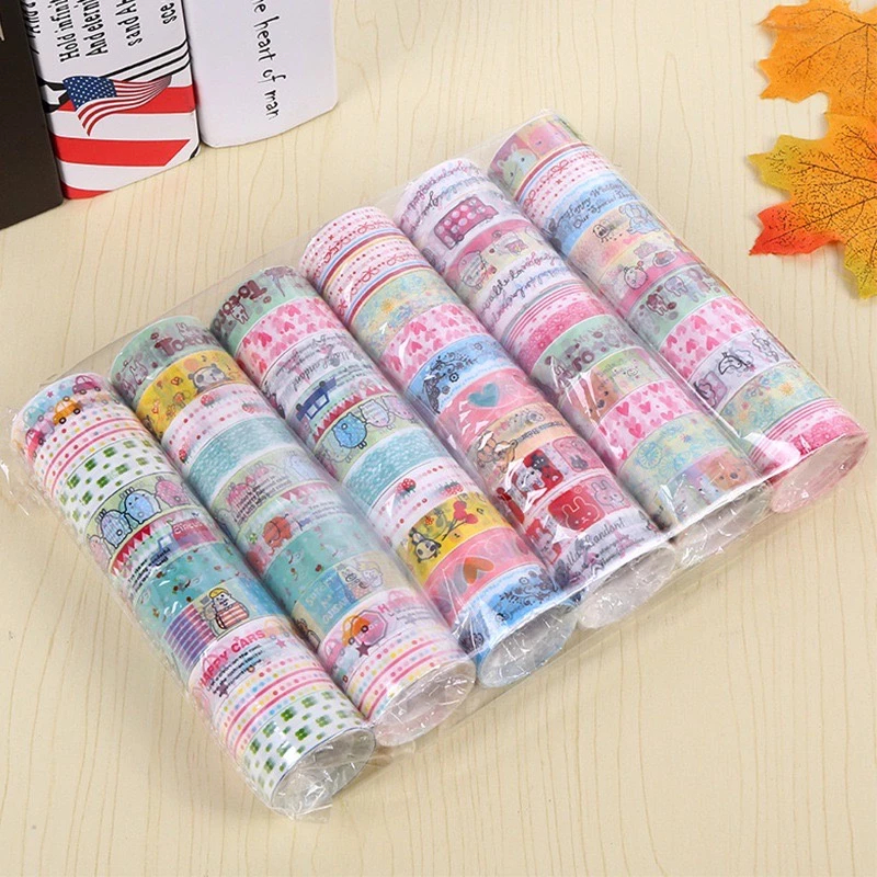 🔥เทปวาชิตกแต่งลายการ์ตูนเกาหลี 10ชิ้น✔️พร้อมส่ง(🎲สุ่มสีสุ่มลาย)สติกเกอร์ เทปกาววาชิ DIY สติ๊กเกอร์
