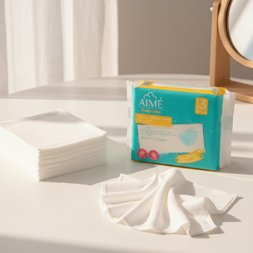 Aime Facial Towel สำลีผ้าเช็ดหน้า บรรจุ 20 แผ่น รุ่นพกพา Travel Size