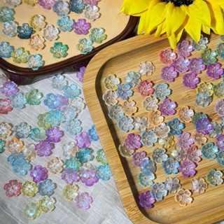 ดอกไม้อะคริลิคพาสเทล 5 กลีบ 12 มิล 50ชิ้น DIY