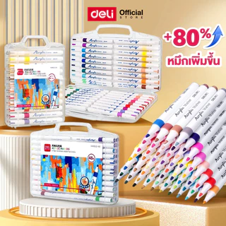 Deli ปากกาอะคริลิค 12/24/36/48/64 สี มาร์กเกอร์อะคริลิค กันน้ำ Acrylic Marker จำหน่าย 1 ชุด