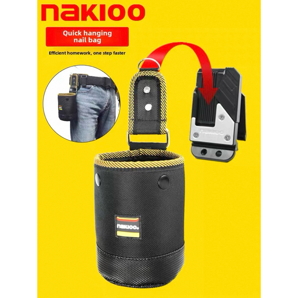 กระเป๋าเครื่องมือแบบแขวนเอว Nakioo กระเป๋าใส่ สกรู แบบพกพา กระเป๋าช่างไฟฟ้า กระเป๋าใส่สกรูและอุปกรณ์เสริมแบบแขวนเอว