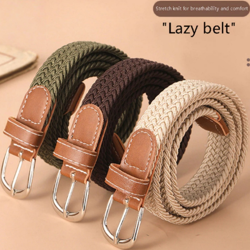 KD30 1 PC เข็มขัดแฟชั่นทอเข็มขัดผ้าใบหัวเข็มขัดโลหะผู้ชายผู้หญิง Punch ฟรี