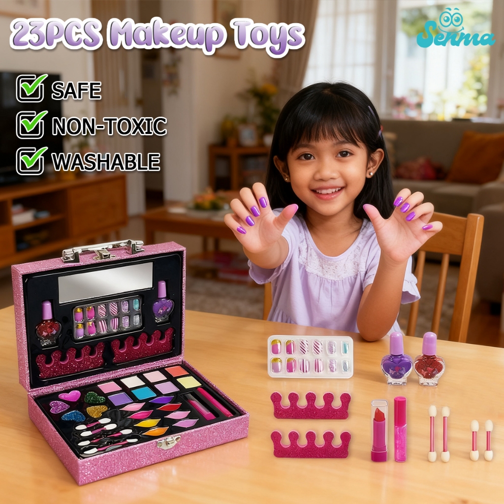 Fake Makeup Box Set Toys for Kids Cute Nontoxic Washable Portable Plastic Makeup Box Kids Toys Prete