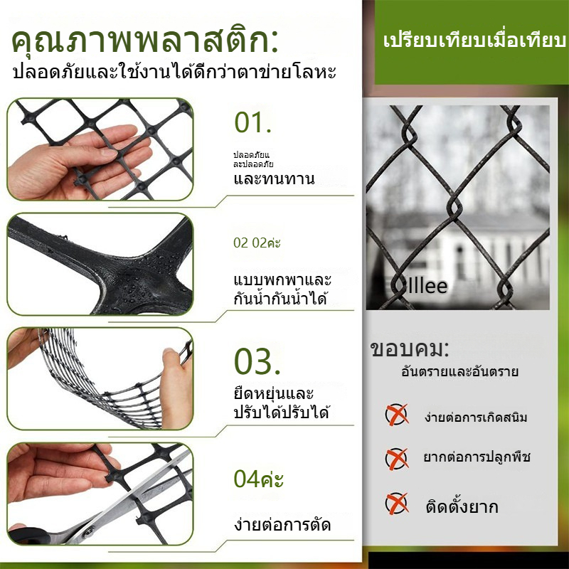 ตาข่ายพลาสติกสีดำความแข็งแรงสูง ม้วนใหญ่ ยาว 50 เมตร เหมาะสำหรับทำรั้วฟาร์ม/ป้องกันสวนผัก - รูปที่ 2