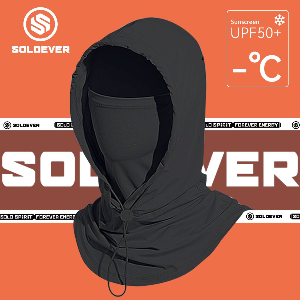SOLOEVER ผ้าคลุมหน้ากันแดด Mask UPF50 หมวกคลุมหัว กันแดดป้องกันรังสียูวี แบบเต็มหน้า