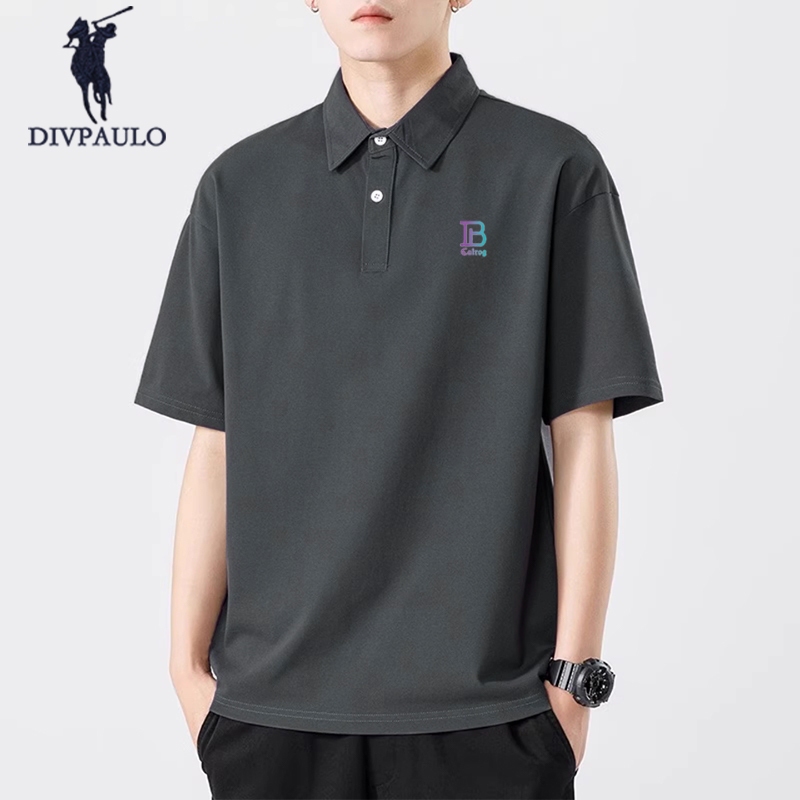 DIVPAULO PoloShirt D Collection 9001-B ผ้าหนาทรงสวย ใส่ได้ทั้งชายหญิง ทรงหลวมสบาย รีดง่าย เสื้อยืดโปโลสีพื้น