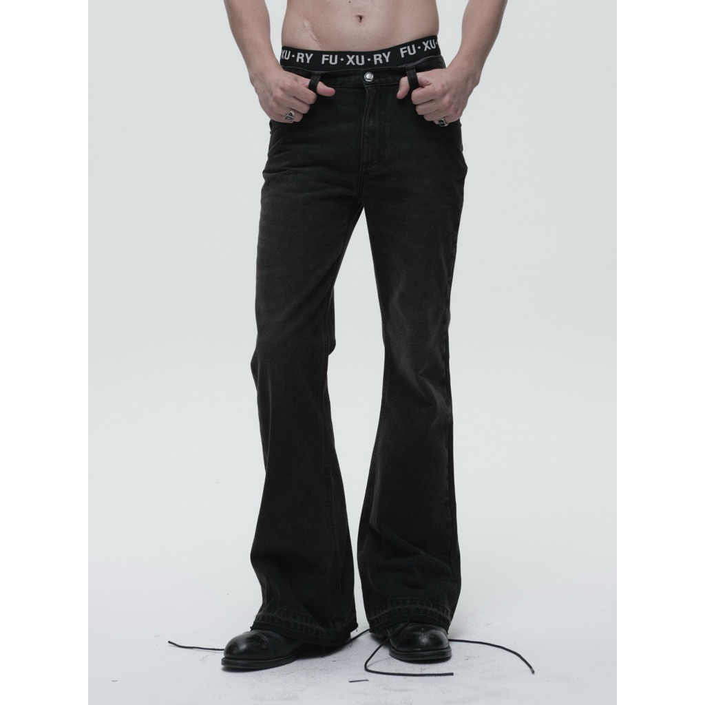 Skittish Black Washed Flare Jeans