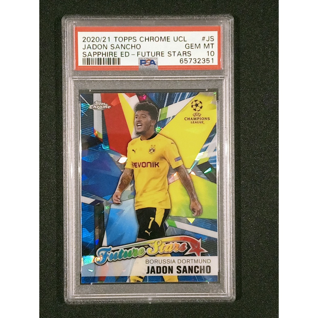 Jadon Sancho 2020/21 Topps Chrome Sapphire Edition Future Stars Insert PSA 10